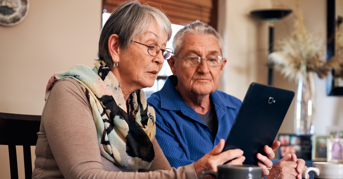 Older Couple looking at funeral planning options